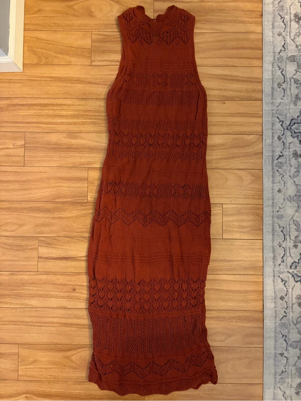 Anthropologie Terracotta Textured Sleeveless Knit Midi Dress